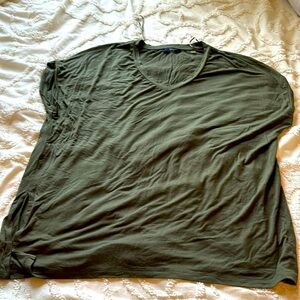 Military green flattering V-neck T-shirt